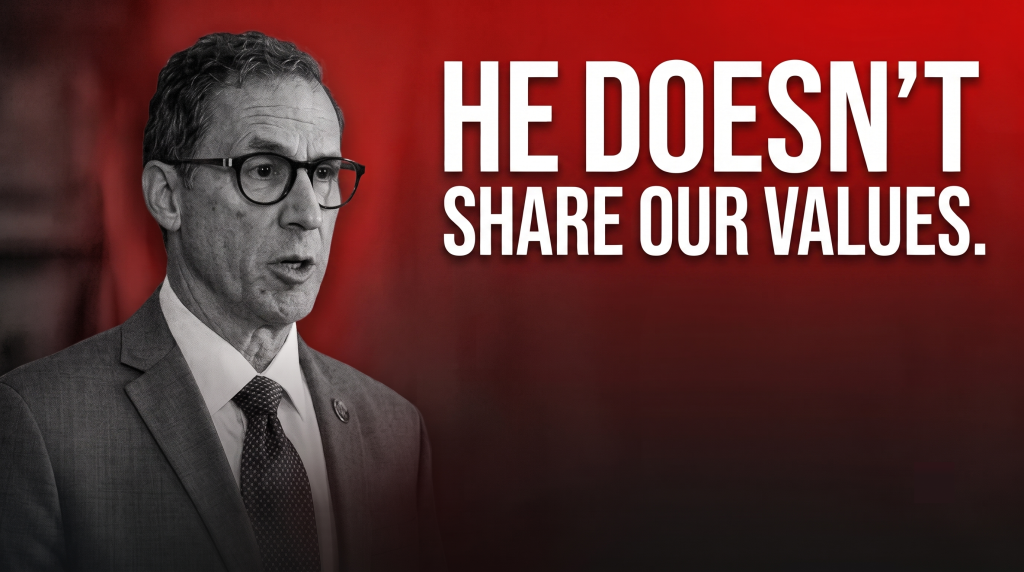 Image of Ron Latz with text "He doesn't share our values"